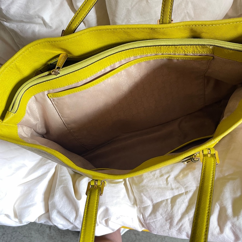 Michael Kors Neon Lime Green Tote with Gold Charm - Picture 6 of 10